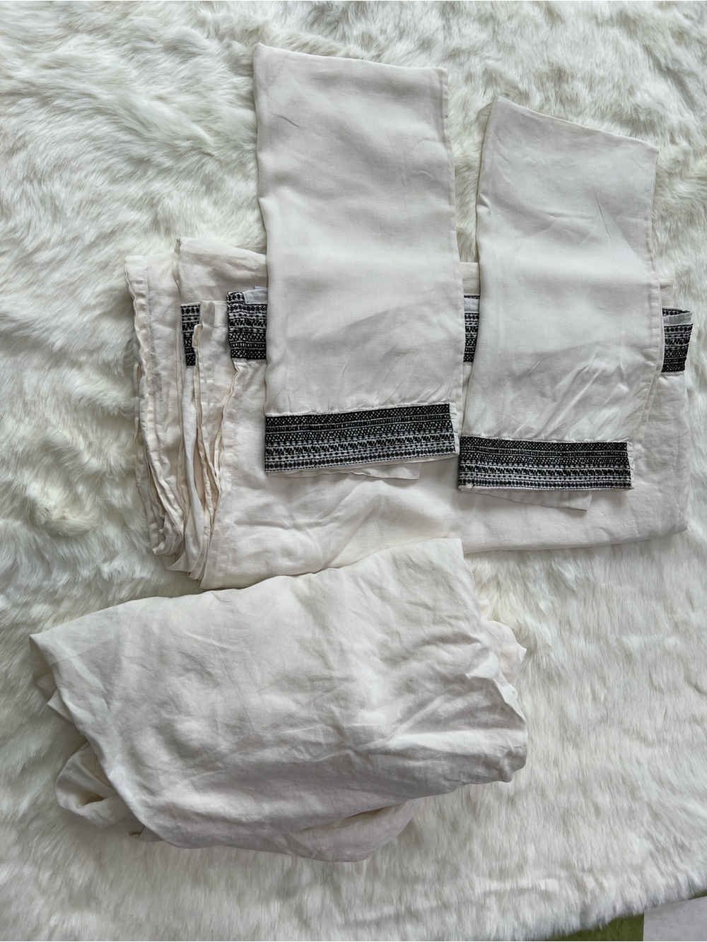 RALPH LAUREN  100% Linen bedding Set Beige king size  farmhouse